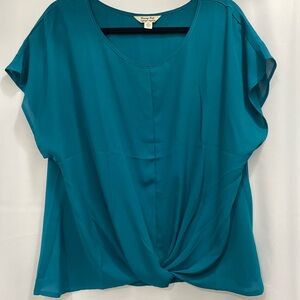 Krazy Kat Blue Relaxed Tie Front Blouse